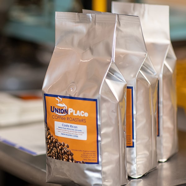 Three bags of coffee at Union Place Coffee Roasters