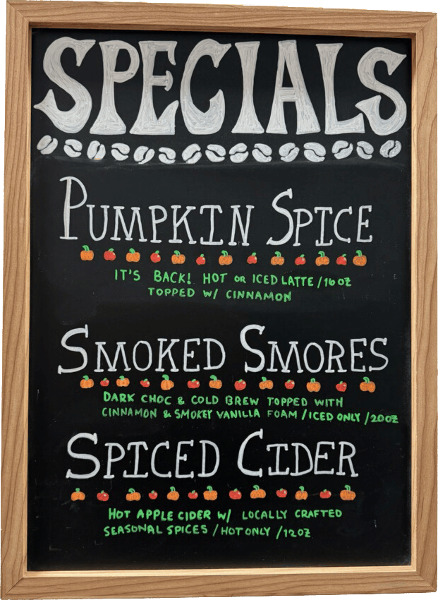 Brew bar menu Union Place Coffee Roasters